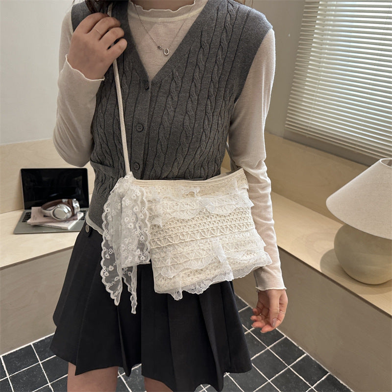 Elegant Lace-Embellished Handbag