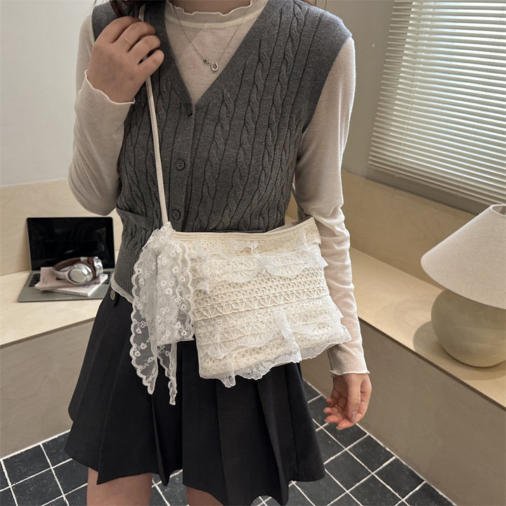 Elegant Lace-Embellished Handbag