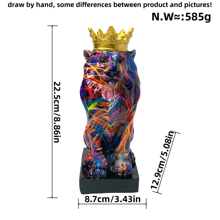 Colorful Lion Sculpture with Crown Stornfield
