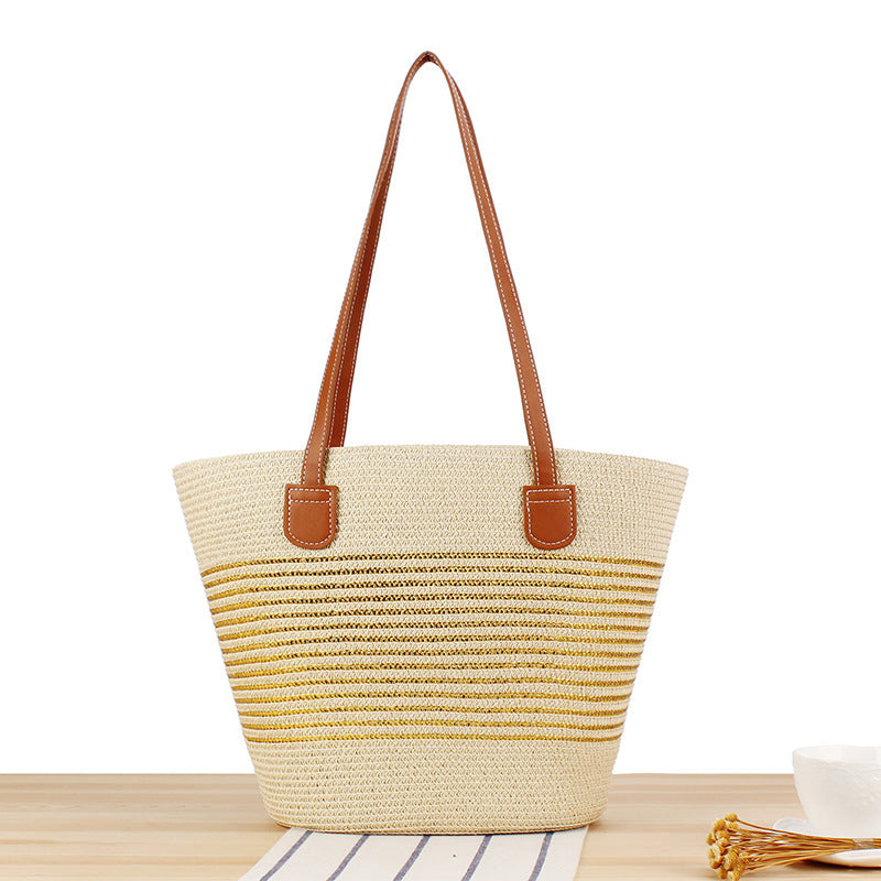 Elegant Straw Bag with Attractive Leather Handles Stornfield