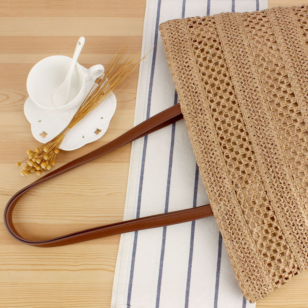 Elegant Bast Beach Bag with High-Quality Faux Leather Handles Stornfield