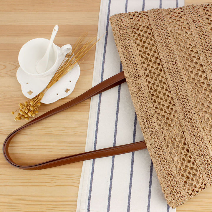 Elegant Bast Beach Bag with High-Quality Faux Leather Handles Stornfield