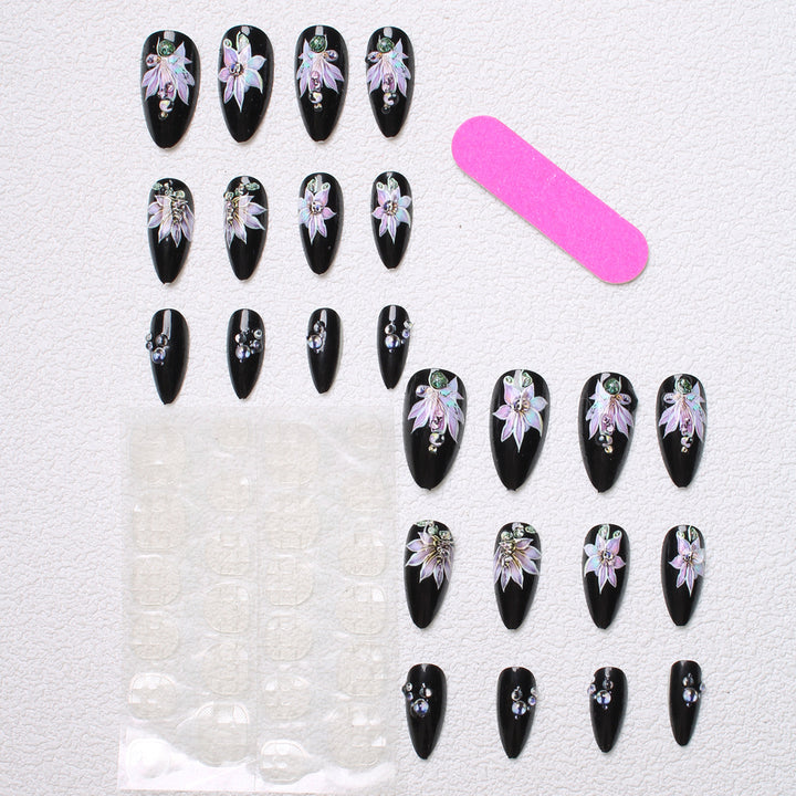 Floral Embellished Press-On Nails Stornfield