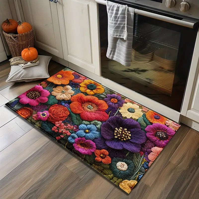Floral Patterned Welcome Mat Stornfield