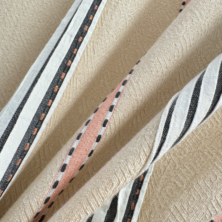 Striped cotton bedding set with washed finish, breathable percale & reversible function