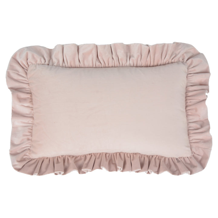 Plush Velvet Ruffled Rectangular Pillow Sham with Hidden Zipper