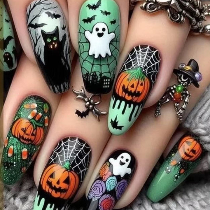 Halloween Nail Art Set with Creative Designs and Sparkling Details Stornfield