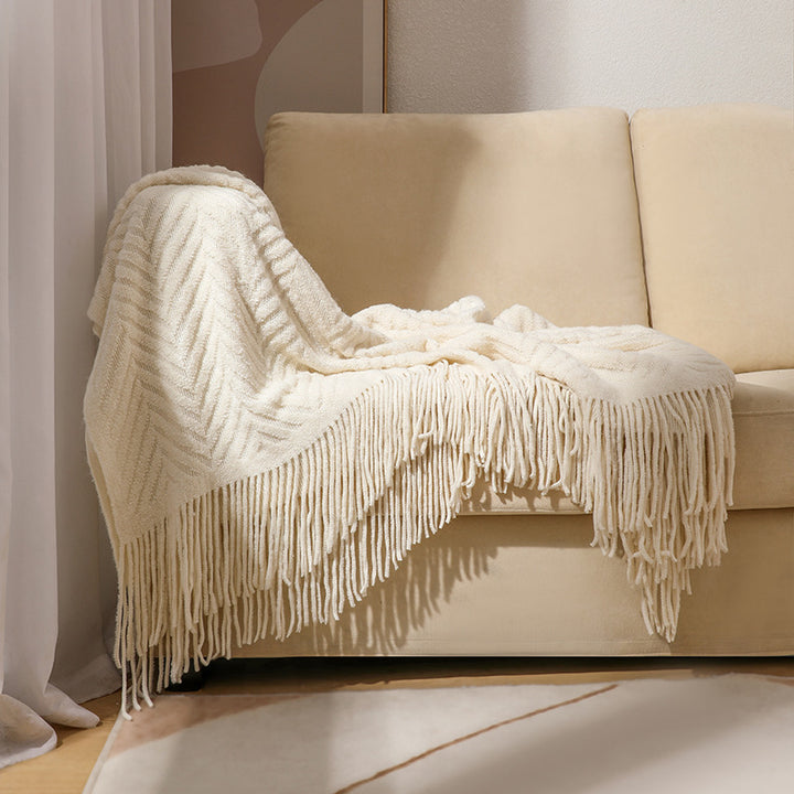 Textured Fringe Throw Blanket