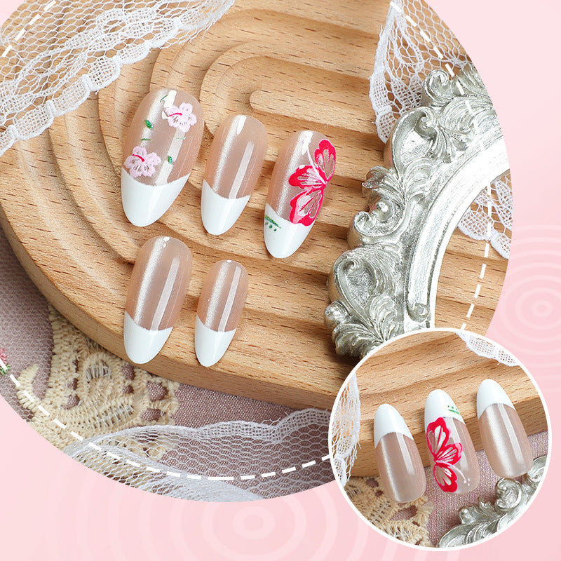 Floral French Tip Press-On Nail Art Set