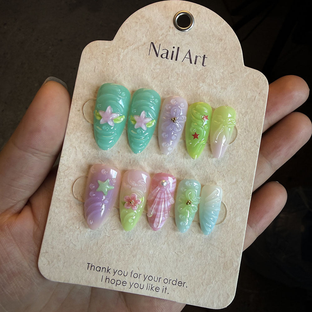 Artistic Nature-Inspired Press-On Nail Set Stornfield