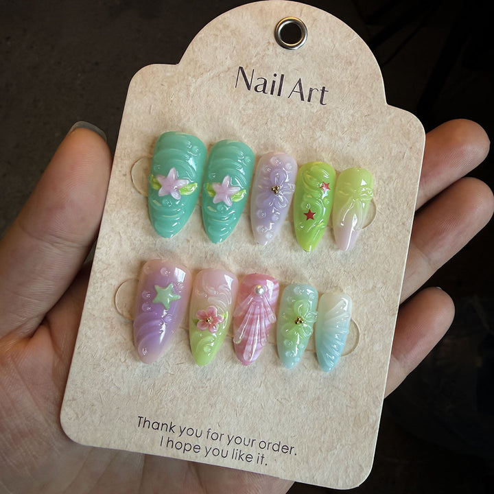 Artistic Nature-Inspired Press-On Nail Set Stornfield