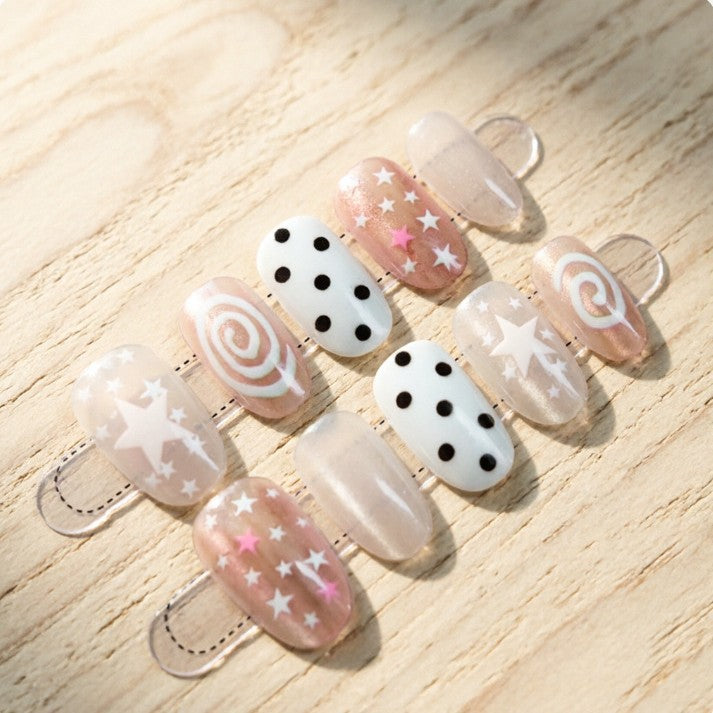 Artificial nails with trendy star pattern Stornfield