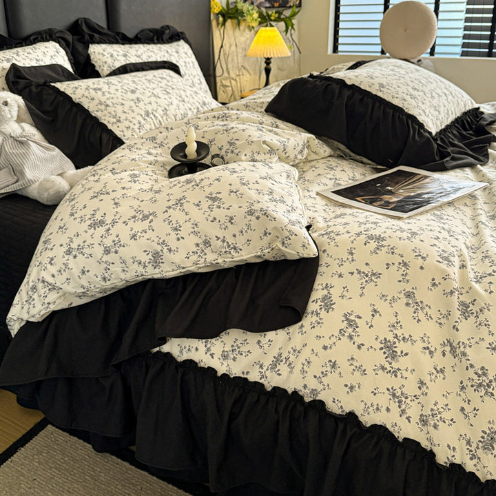 Vintage Floral Ruffled Duvet Cover Set