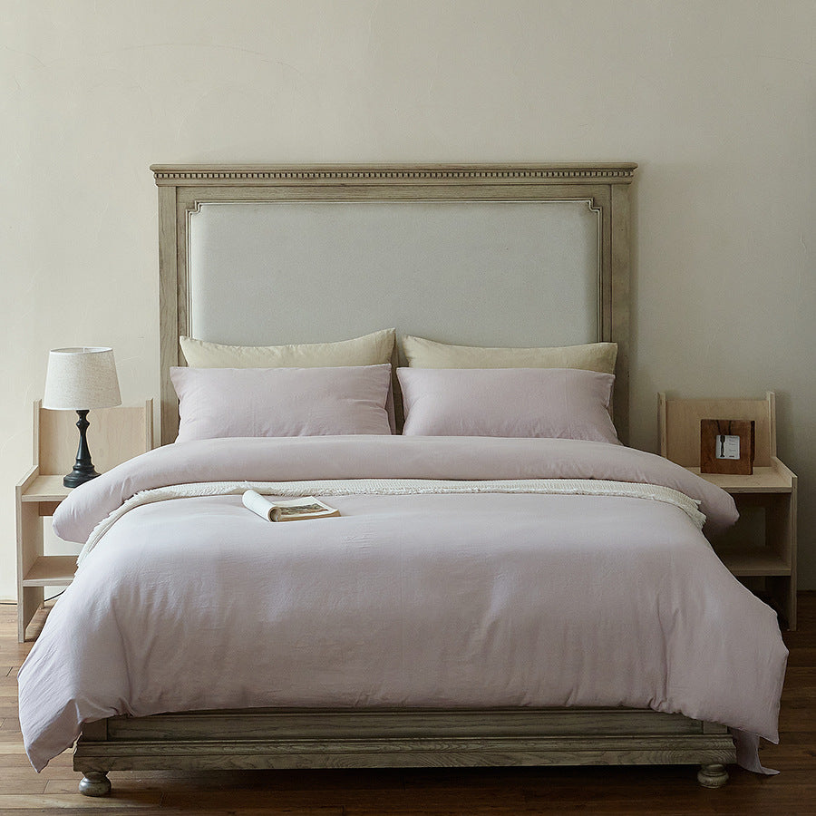 Stonewashed Cotton Sateen Duvet Cover and Sheet Set with Envelope Pillowcases