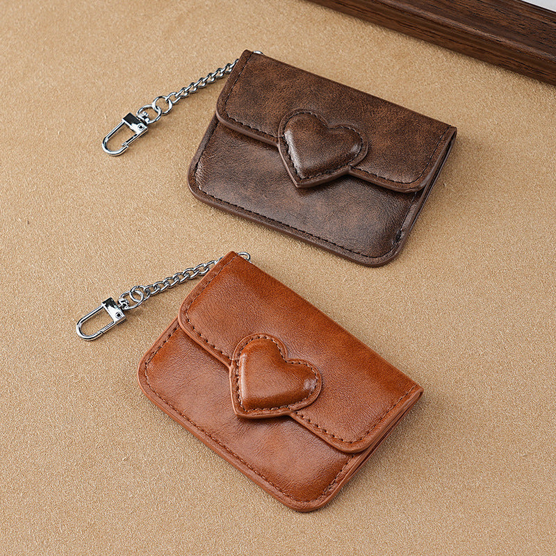 Heart-Embellished Clutch Wallet