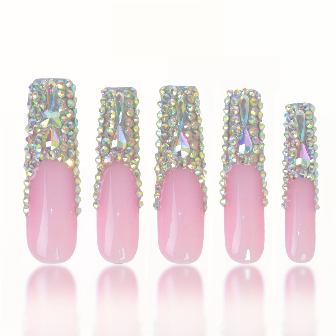 3D Decorative Press-On Nail Extensions with Sparkling Gem Accents Stornfield