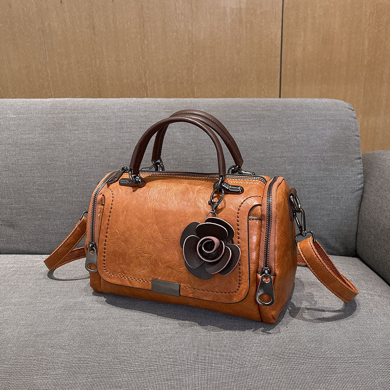 Stylish Leather Handheld Satchel Bag