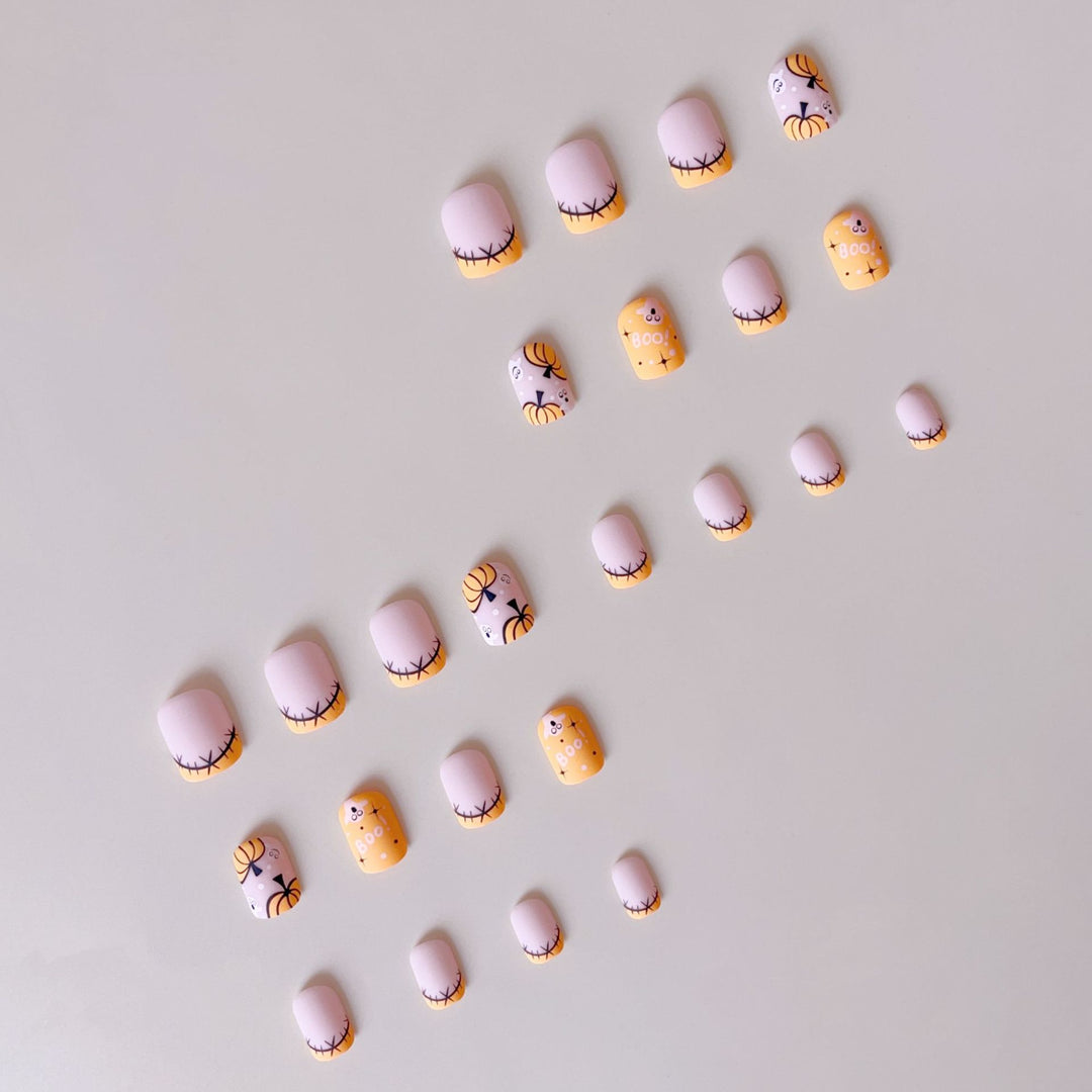 Halloween Fake Nail Set with Cute Pumpkin and Ghost Designs Stornfield