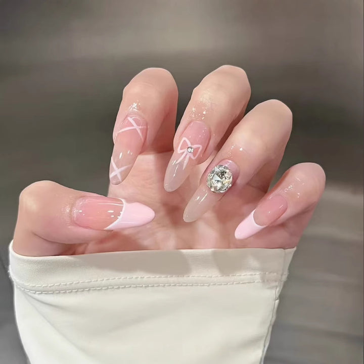Artistic Press-On Nail Set with Floral and Heart Designs Stornfield