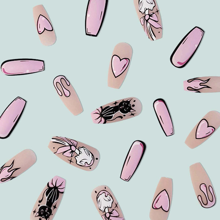 Artistic nail extensions in heart design Stornfield
