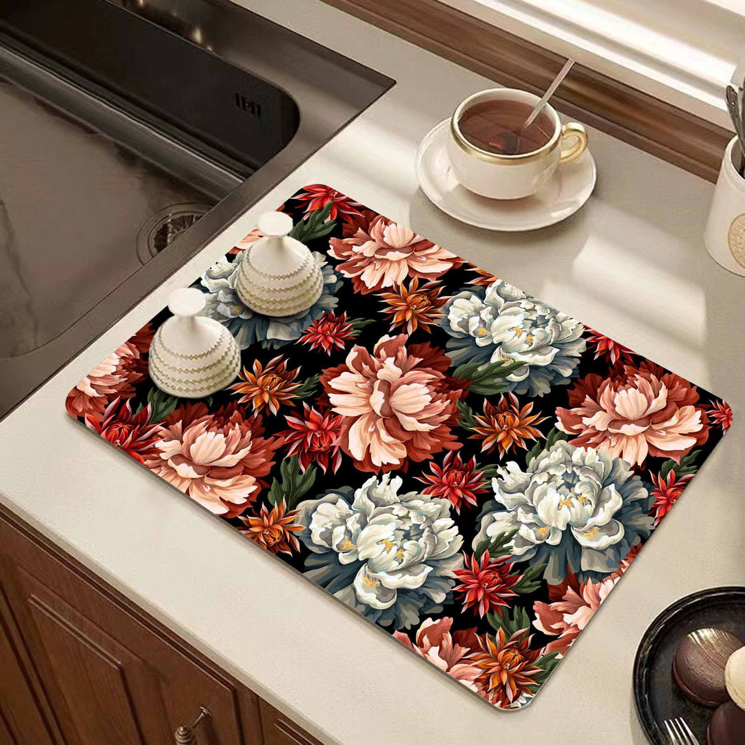 Decorative Floral Kitchen Mat