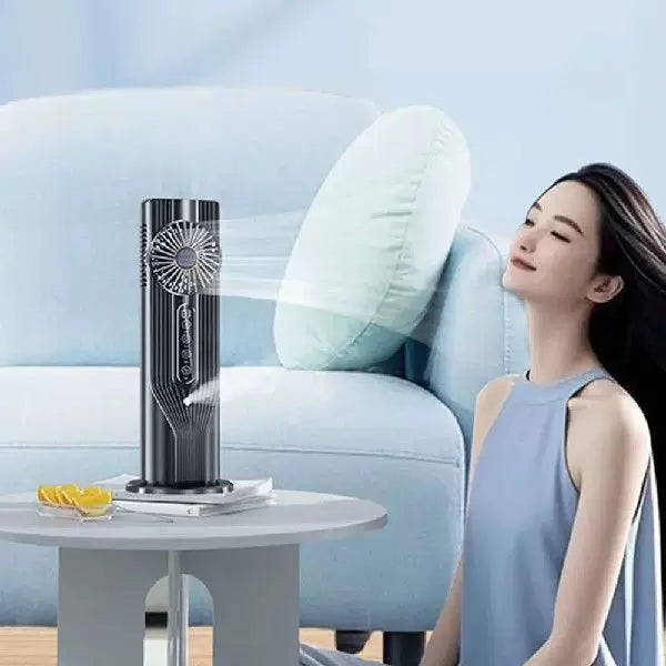 Unisex One Size Rechargeable Vertical Desktop Fan with LED Display Touch Control Adjustable Tilt Base Stornfield