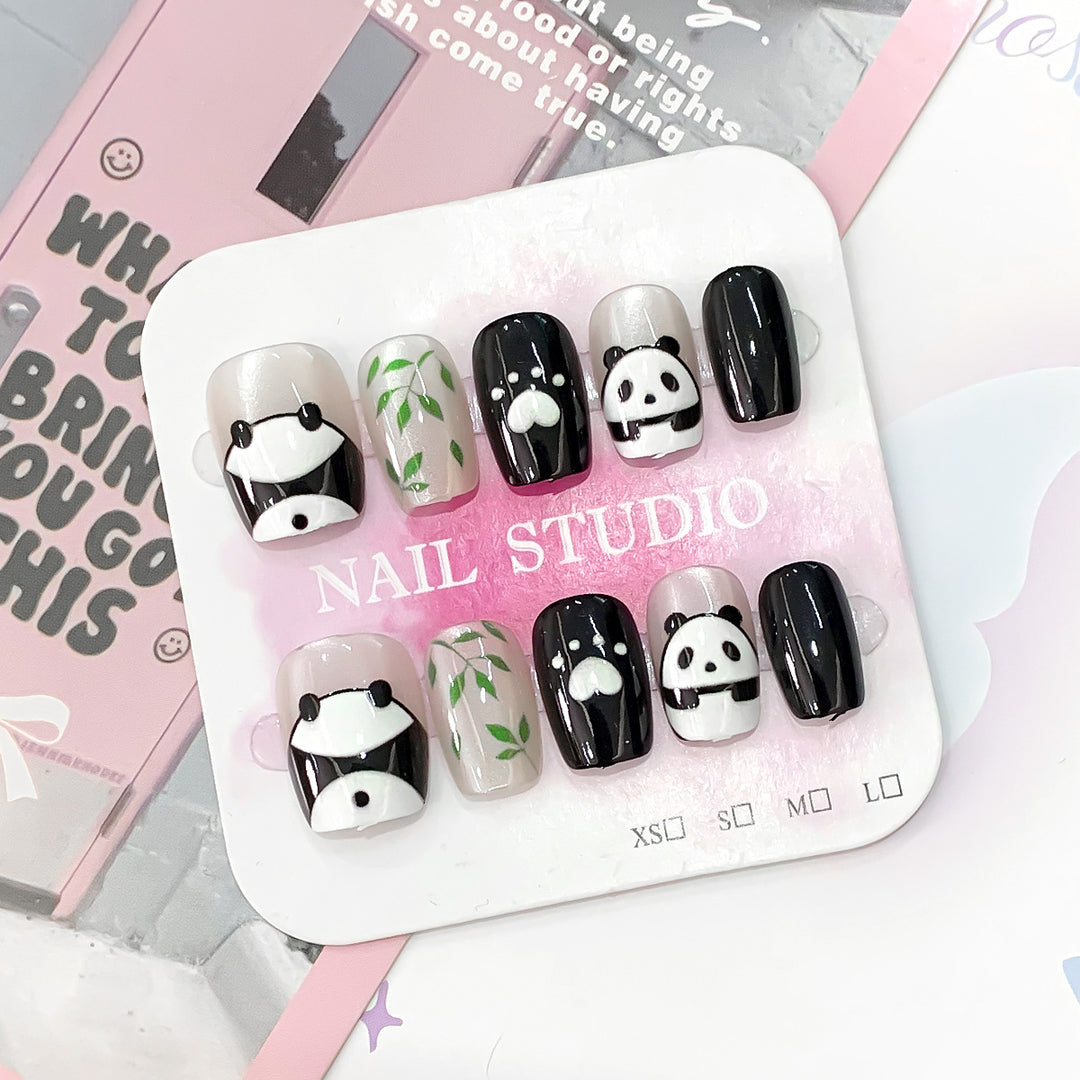 Creative art nails with panda design Stornfield