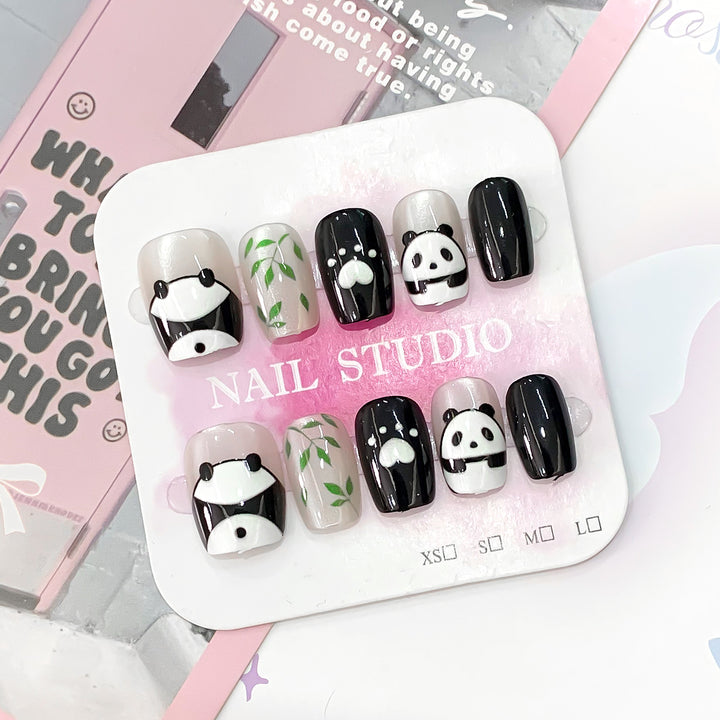 Creative art nails with panda design Stornfield