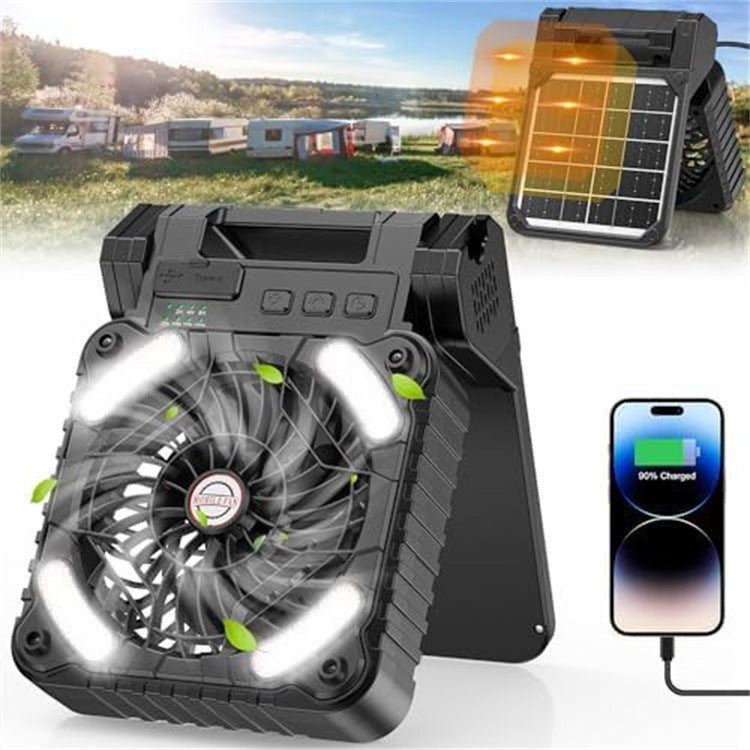 Unisex portable battery fan with LED work light power bank function and foldable handle Stornfield