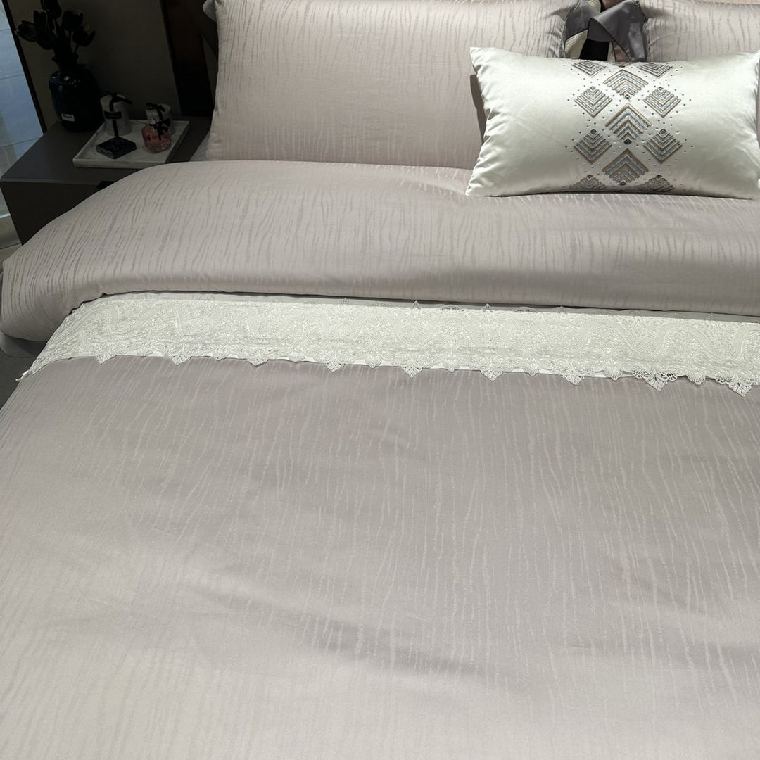 luxurious cotton satin bedding set with embroidered edge