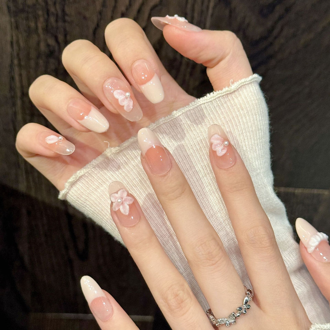 Floral Acrylic Press-On Nail Art Set