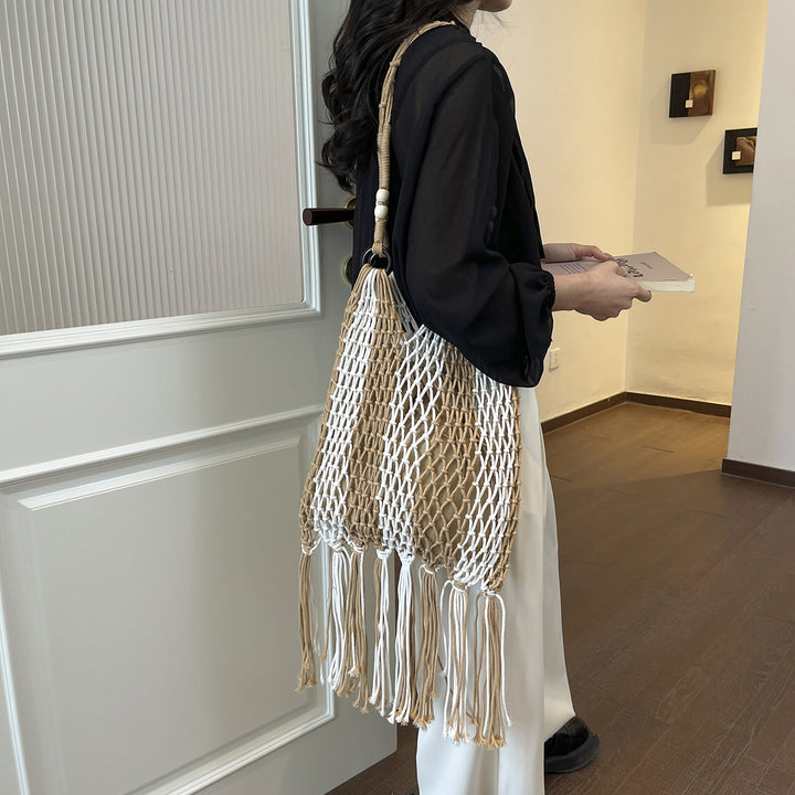 Macrame Tote Bag with Tassels Stornfield