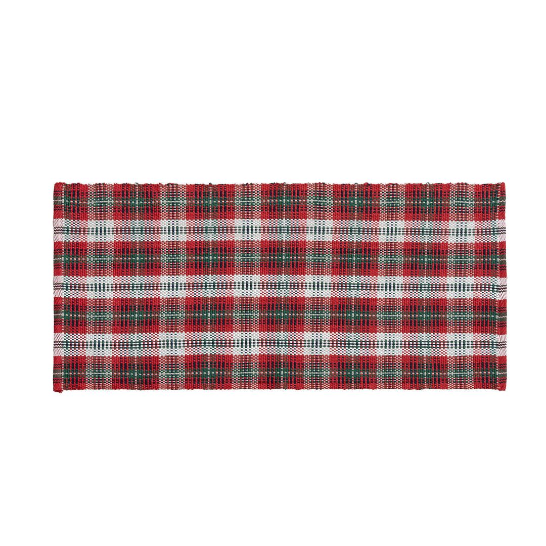 Hand-woven table runner in a traditional check pattern with a sturdy cotton structure Stornfield