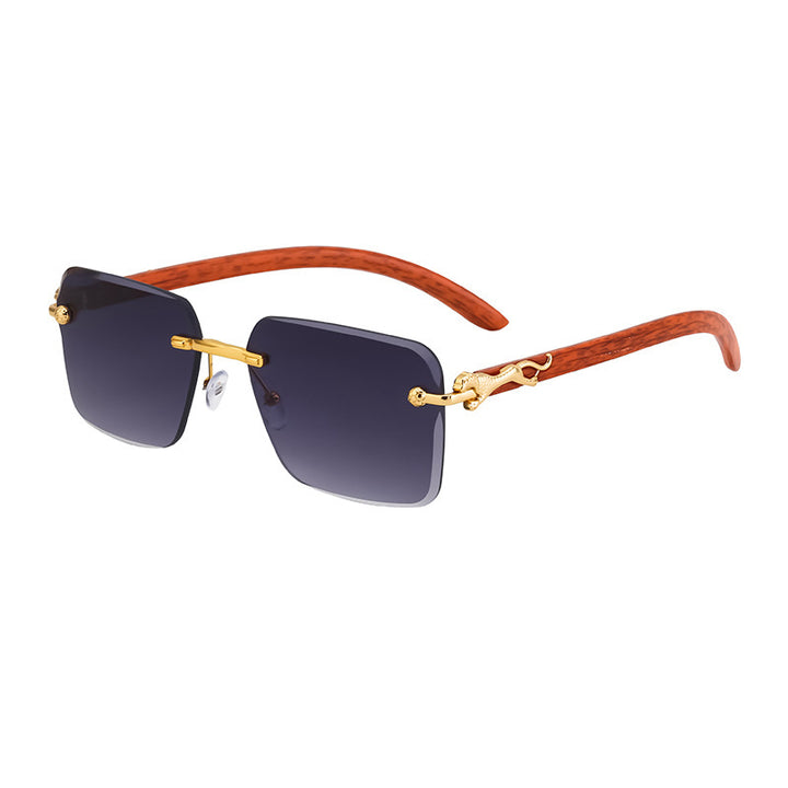Women’s Fashion Square Sunglasses with Elegant Wooden Arms Stornfield