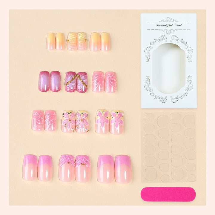 Artificial nail set with floral and glamorous designs Stornfield