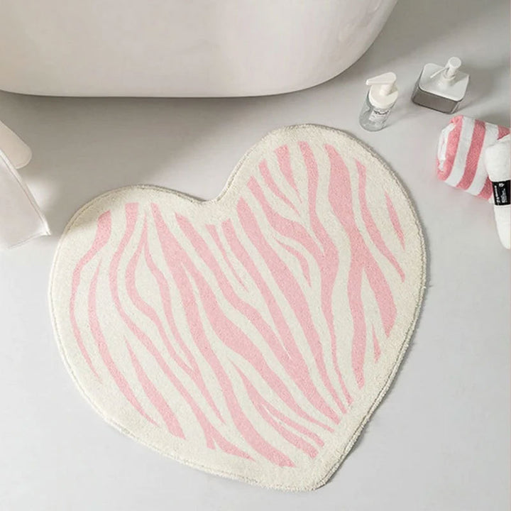 Heart-Shaped Bath Mat for Bathroom Floor Decor