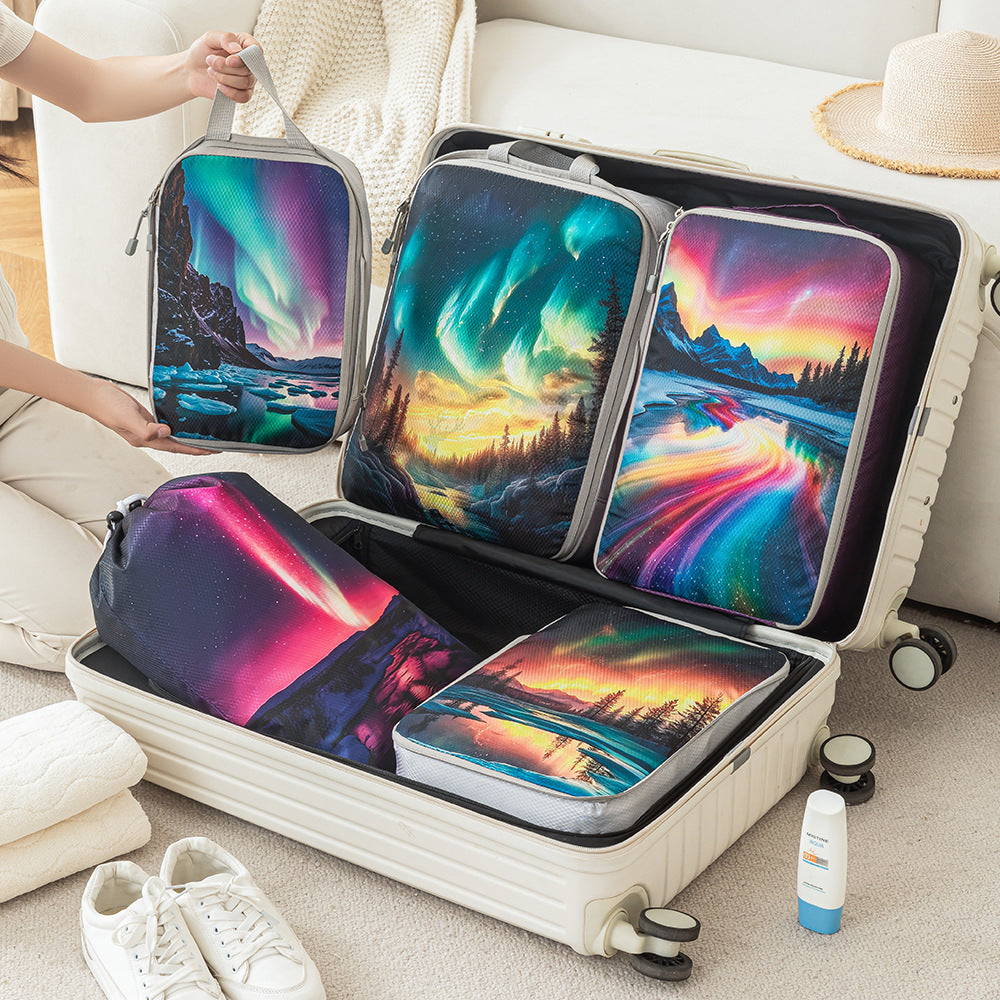 Set of travel organizers with unique nature motifs Stornfield