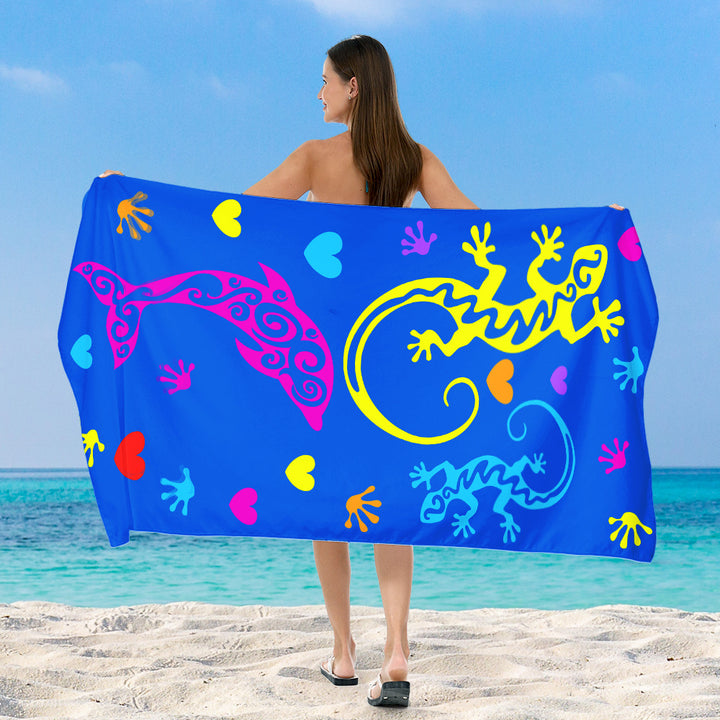 Beach towel with vibrant, colorful animal motif Stornfield