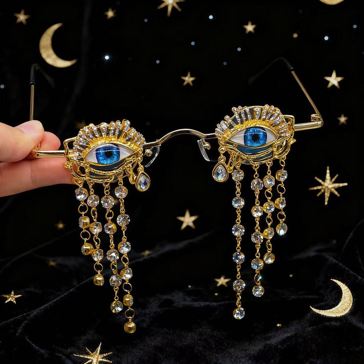 Ladies creative glossy glasses with eye motif and sparkling embellishments Stornfield