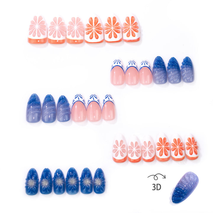 Decorative Floral Accented Press-On Nail Set