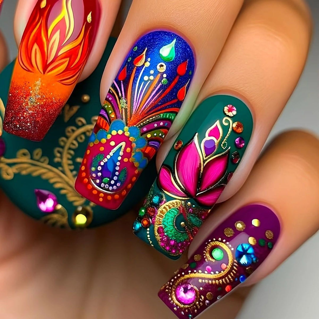 Floral Art Acrylic Nail Set Stornfield
