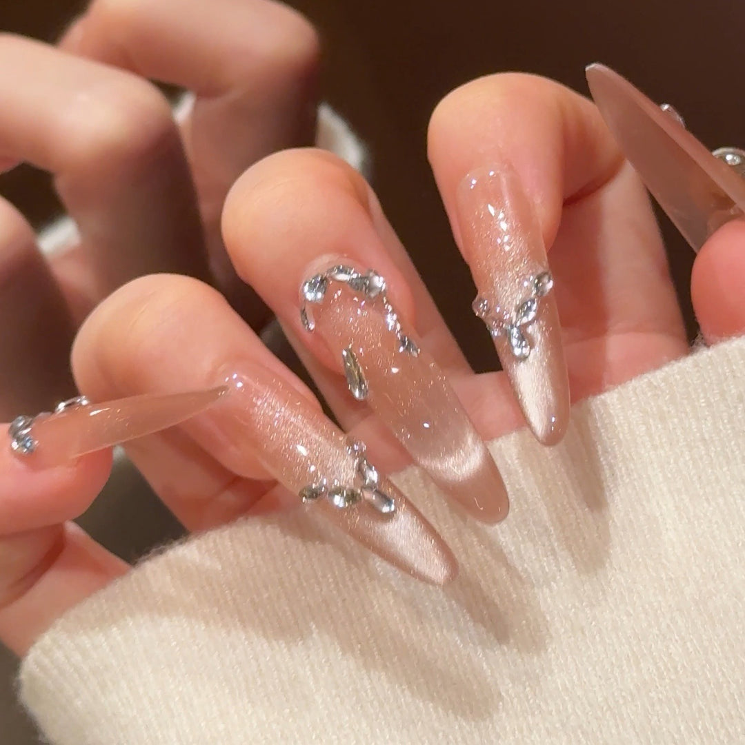 Glamorous Crystal-Studded Stiletto Press-On Nails Stornfield