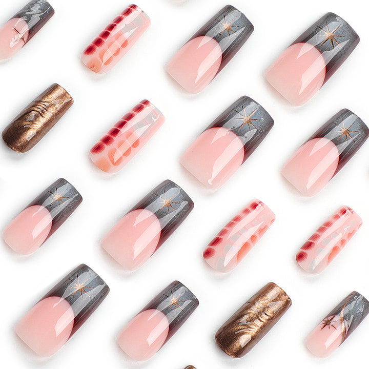 Artificial nail extensions with elegant floral design Stornfield