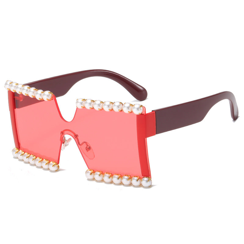 Ladies extravagant rectangular sunglasses with pearl decoration and UV protection Stornfield