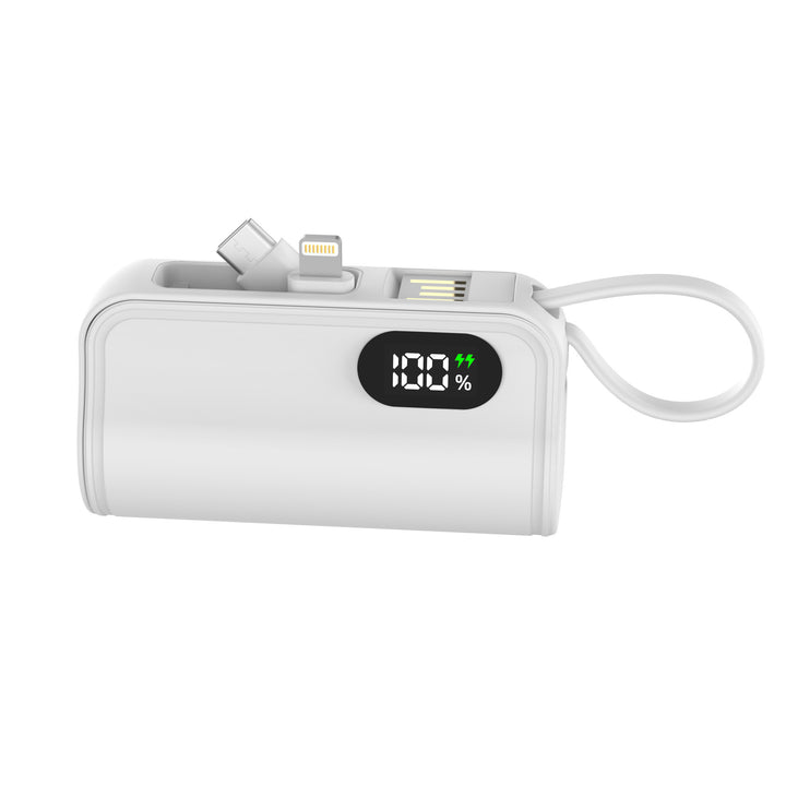Portable power bank with integrated charging cable and digital capacity display Stornfield