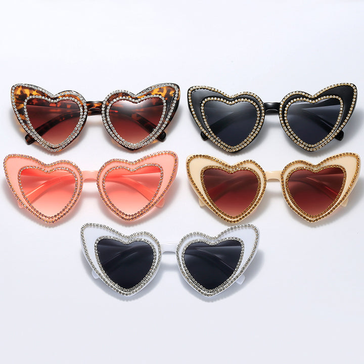 Women's Heart-Shaped Sunglasses with Glitter Accents Stornfield