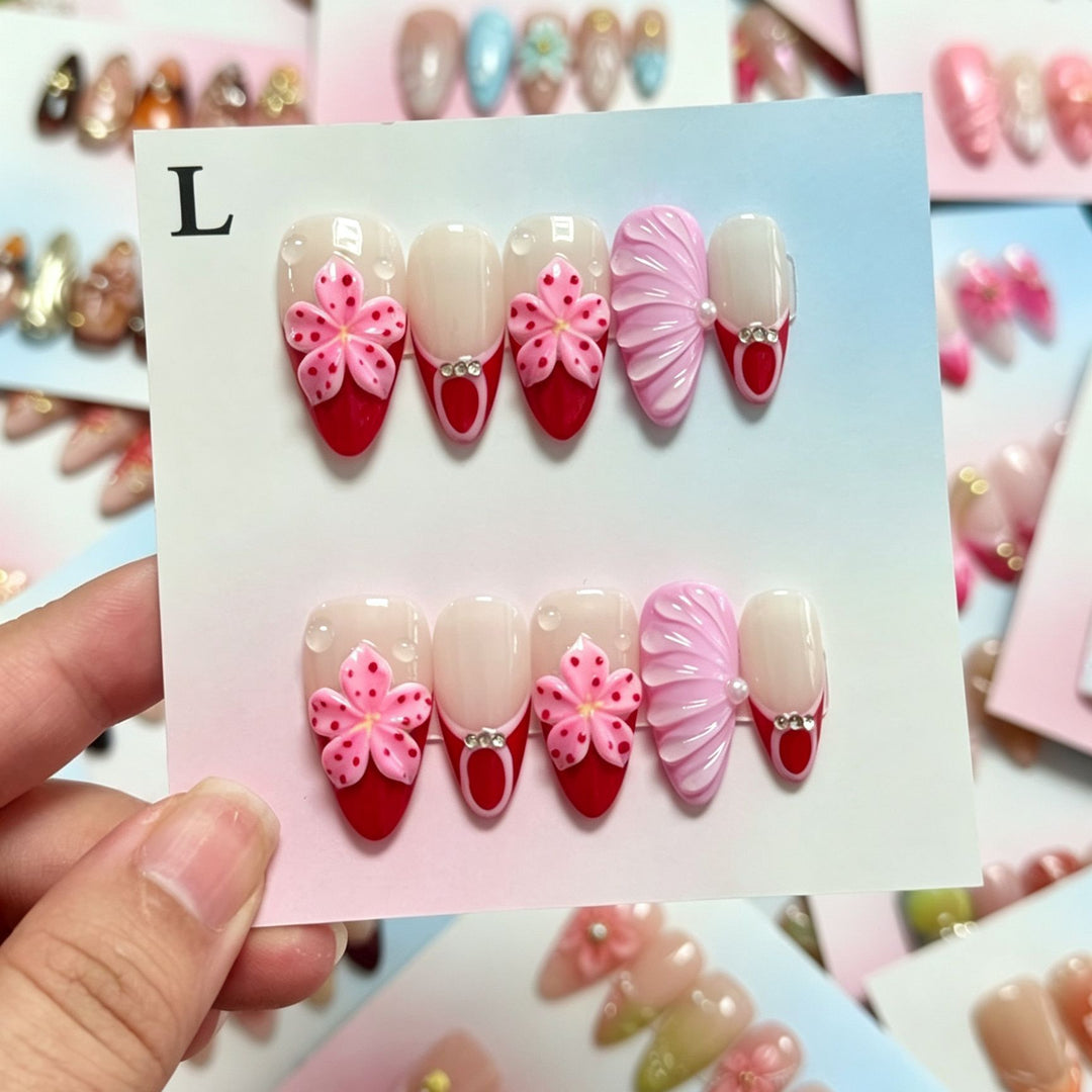 Handmade Floral Design Press-On Nails Set