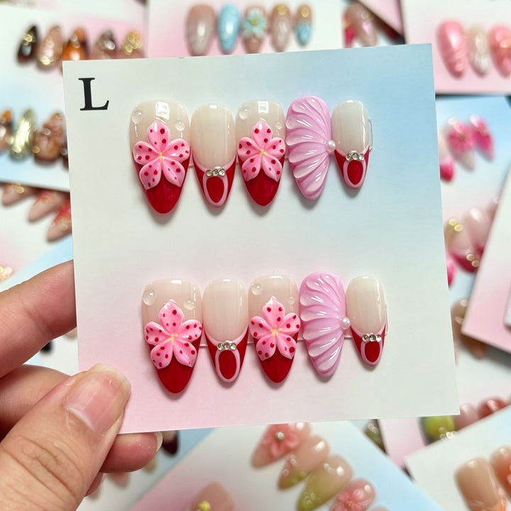 Handmade Floral Design Press-On Nails Set