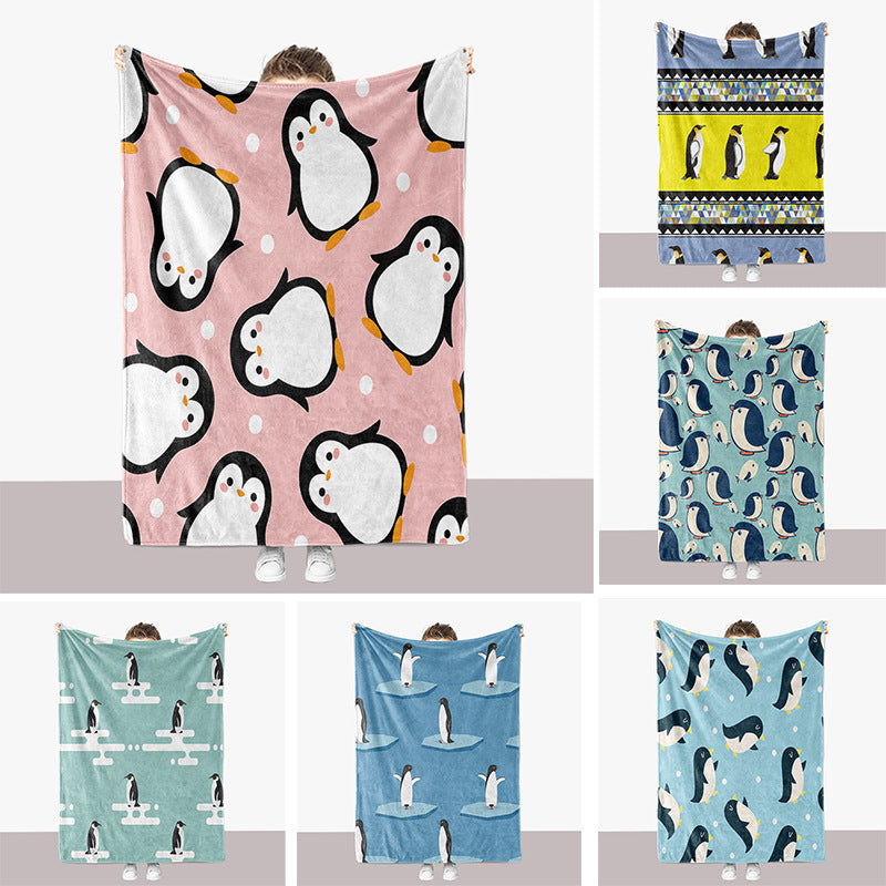 Penguin-Themed Plush Throw Blanket