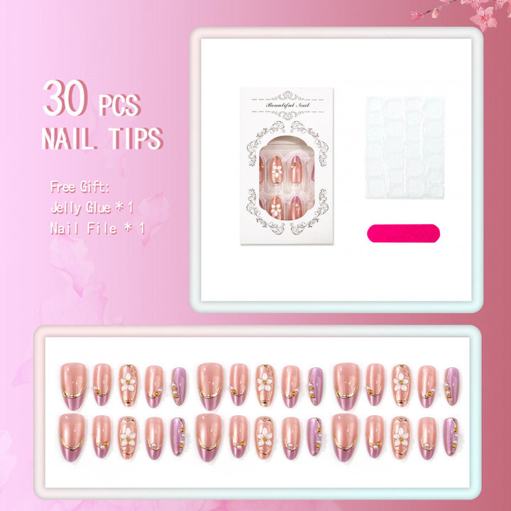 Floral Embellished Press-On Nail Set